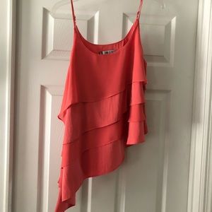 Jennifer Lopez Coral Asymmetrical Tiered Tank Top